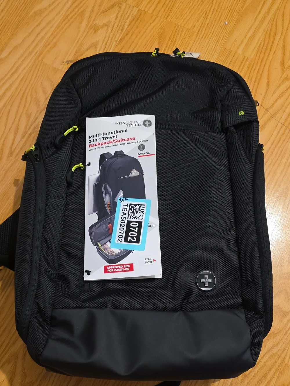 SwissGear Black Travel Backpack with Lime Accent